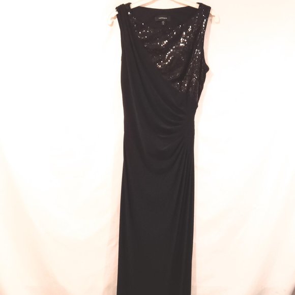 Prom Dress Wedding Gown Size 8 R&M Richards NWT Black Color Sequence Bodycon - Picture 1 of 4